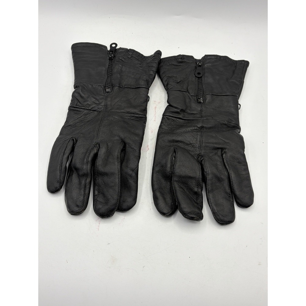 Black Leather Insulated Winter Gloves XL Thinsulate 40 Gram Zip Cuff